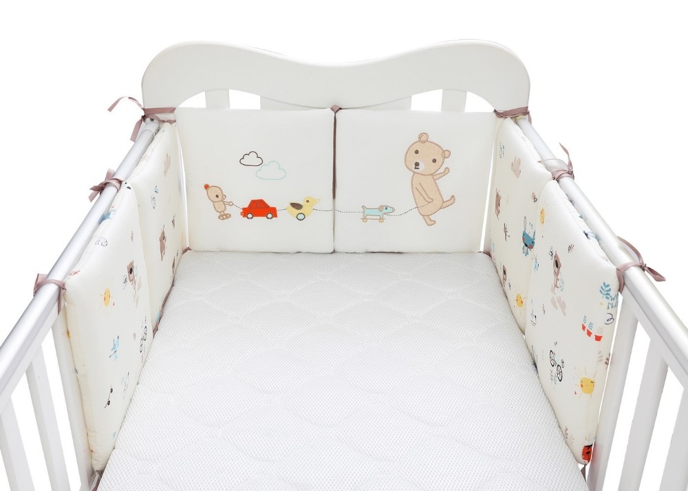 6 Pcs/Set Children Infant Crib Bumper Bed Protector Baby Kids Cotton Cot Nursery for Bear Bumper Boy And Girl Bedding Plush